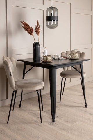 Venture Home Tempe Matbord - Svart / Svart MDF +Limhamn Light Chair - Svart / Beige Sammet _2
