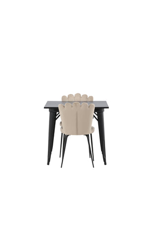 Venture Home Tempe Matbord - Svart / Svart MDF +Limhamn Light Chair - Svart / Beige Sammet _2