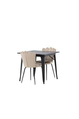 Venture Home Tempe Matbord - Svart / Svart MDF +Limhamn Light Chair - Svart / Beige Sammet _2