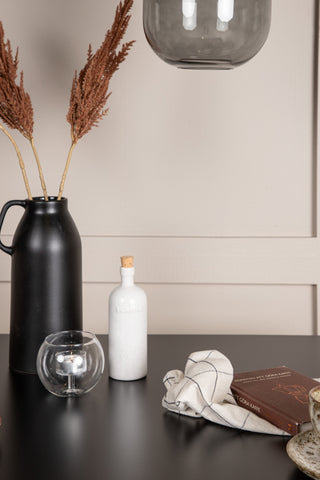 Venture Home Tempe Matbord - Svart / Svart MDF +Limhamn Light Chair - Svart / Beige Sammet _2