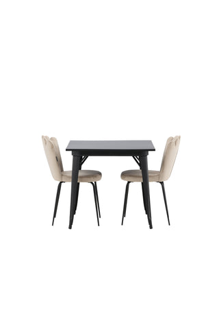 Venture Home Tempe Matbord - Svart / Svart MDF +Limhamn Light Chair - Svart / Beige Sammet _2