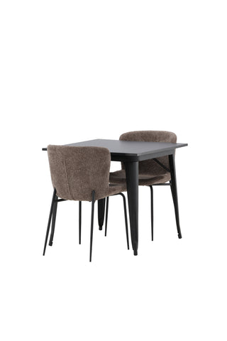 Venture Home Tempe Matbord - Svart / Svart MDF + Modesto Matstol - Grå / Rökt Svart Boucle _2