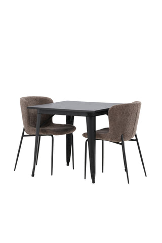 Venture Home Tempe Matbord - Svart / Svart MDF + Modesto Matstol - Grå / Rökt Svart Boucle _2