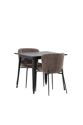 Venture Home Tempe Matbord - Svart / Svart MDF + Modesto Matstol - Grå / Rökt Svart Boucle _2