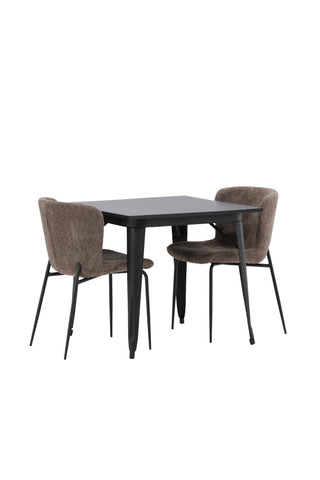 Venture Home Tempe Matbord - Svart / Svart MDF + Modesto Matstol - Grå / Rökt Svart Boucle _2