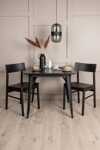 Venture Home Tempe Matbord - Svart / Svart MDF + Montros Matstol - Naturligt / Naturligt gummiträ _2