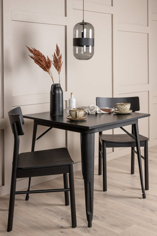 Venture Home Tempe Matbord - Svart / Svart MDF + Montros Matstol - Naturligt / Naturligt gummiträ _2