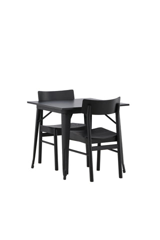 Venture Home Tempe Matbord - Svart / Svart MDF + Montros Matstol - Naturligt / Naturligt gummiträ _2
