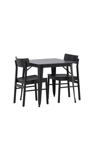 Venture Home Tempe Matbord - Svart / Svart MDF + Montros Matstol - Naturligt / Naturligt gummiträ _2