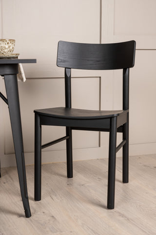 Venture Home Tempe Matbord - Svart / Svart MDF + Montros Matstol - Naturligt / Naturligt gummiträ _2