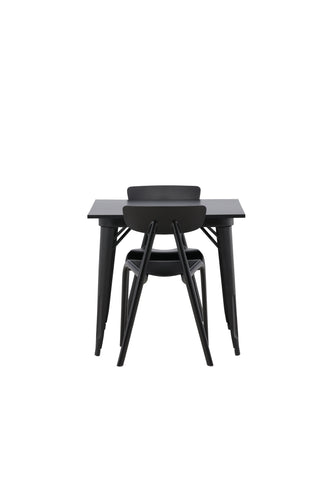 Venture Home Tempe Matbord - Svart / Svart MDF +Ursholmen Matstol - Natur/beige Polypropylen _2