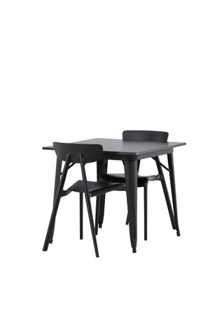Venture Home Tempe Matbord - Svart / Svart MDF +Ursholmen Matstol - Svart Polypropylen _2