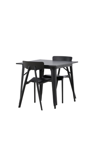 Venture Home Tempe Matbord - Svart / Svart MDF +Ursholmen Matstol - Svart Polypropylen _2