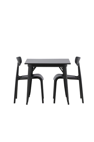 Venture Home Tempe Matbord - Svart / Svart MDF +Ursholmen Matstol - Svart Polypropylen _2