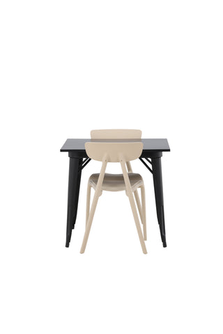 Venture Home Tempe Matbord - Svart / Svart MDF +Åstol Matstol - Natur Träplastkomposit _2