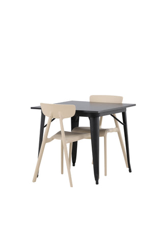 Venture Home Tempe Matbord - Svart / Svart MDF +Ursholmen Matstol - Natur/beige Polypropylen _2