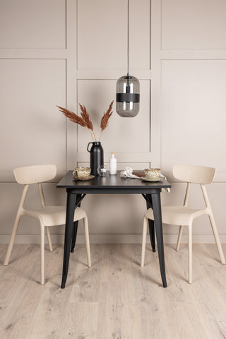 Venture Home Tempe Matbord - Svart / Svart MDF +Ursholmen Matstol - Natur/beige Polypropylen _2