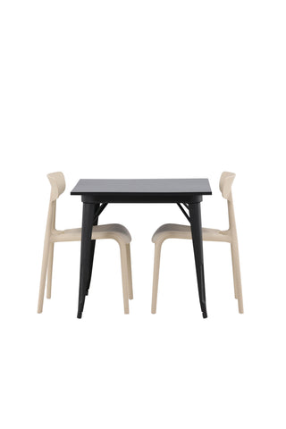 Venture Home Tempe Matbord - Svart / Svart MDF +Ursholmen Matstol - Natur/beige Polypropylen _2