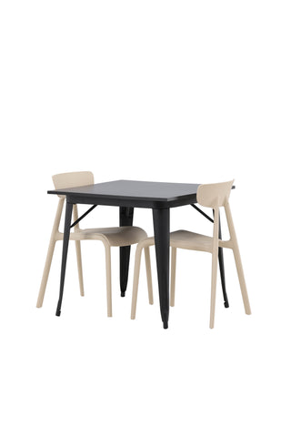 Venture Home Tempe Matbord - Svart / Svart MDF +Ursholmen Matstol - Natur/beige Polypropylen _2