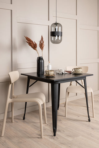 Venture Home Tempe Matbord - Svart / Svart MDF +Ursholmen Matstol - Natur/beige Polypropylen _2