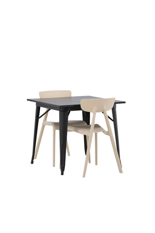 Venture Home Tempe Matbord - Svart / Svart MDF +Ursholmen Matstol - Natur/beige Polypropylen _2