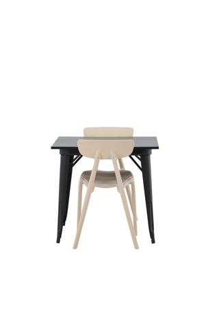 Venture Home Tempe Matbord - Svart / Svart MDF +Ursholmen Matstol - Natur/beige Polypropylen _2