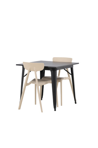 Venture Home Tempe Matbord - Svart / Svart MDF +Ursholmen Matstol - Natur/beige Polypropylen _2