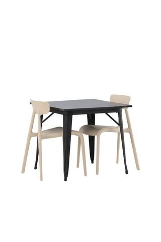 Venture Home Tempe Matbord - Svart / Svart MDF +Ursholmen Matstol - Natur/beige Polypropylen _2