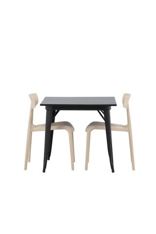 Venture Home Tempe Matbord - Svart / Svart MDF +Ursholmen Matstol - Natur/beige Polypropylen _2