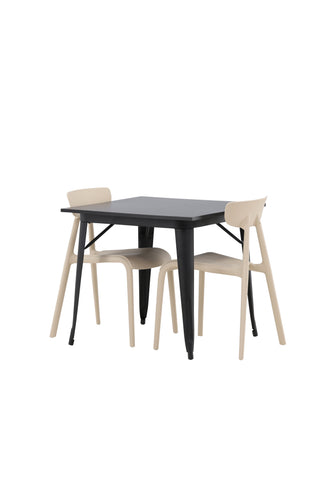 Venture Home Tempe Matbord - Svart / Svart MDF +Ursholmen Matstol - Natur/beige Polypropylen _2