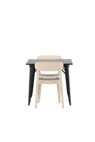 Venture Home Tempe Matbord - Svart / Svart MDF + Modesto Matstol - Grå / Rökt Svart Boucle _2