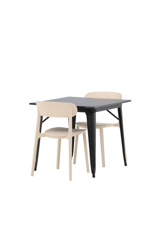 Venture Home Tempe Matbord - Svart / Svart MDF +Åstol Matstol - Natur Träplastkomposit _2