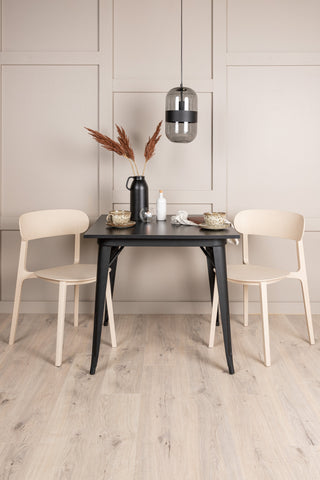 Venture Home Tempe Matbord - Svart / Svart MDF +Åstol Matstol - Natur Träplastkomposit _2
