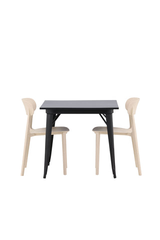 Venture Home Tempe Matbord - Svart / Svart MDF +Åstol Matstol - Natur Träplastkomposit _2