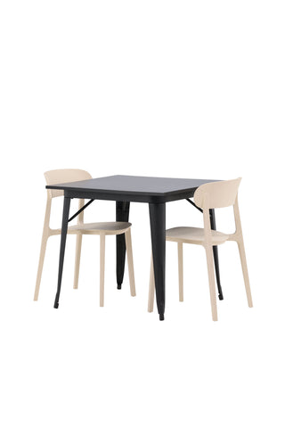 Venture Home Tempe Matbord - Svart / Svart MDF +Åstol Matstol - Natur Träplastkomposit _2