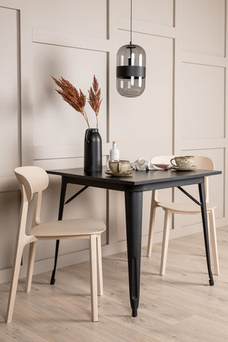 Venture Home Tempe Matbord - Svart / Svart MDF +Åstol Matstol - Natur Träplastkomposit _2