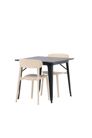 Venture Home Tempe Matbord - Svart / Svart MDF +Åstol Matstol - Natur Träplastkomposit _2