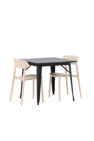 Venture Home Tempe Matbord - Svart / Svart MDF +Åstol Matstol - Natur Träplastkomposit _2
