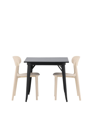 Venture Home Tempe Matbord - Svart / Svart MDF +Åstol Matstol - Natur Träplastkomposit _2