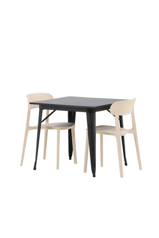 Venture Home Tempe Matbord - Svart / Svart MDF +Åstol Matstol - Natur Träplastkomposit _2
