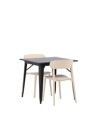 Venture Home Tempe Matbord - Svart / Svart MDF +Åstol Matstol - Natur Träplastkomposit _2