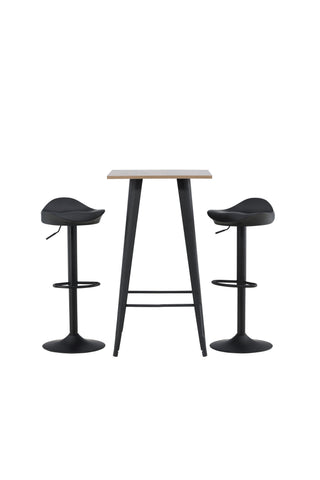 Venture Home Tempe Barbord - Svart / Natur MDF +Adesto Barstol - Svart / Mattsvart ABS _2