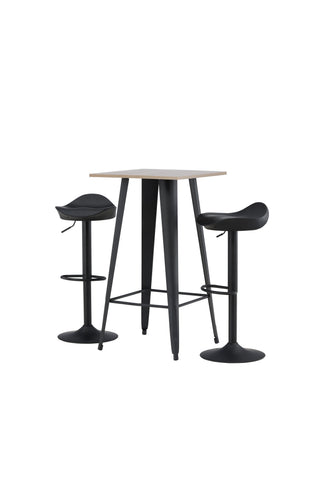 Venture Home Tempe Barbord - Svart / Natur MDF +Adesto Barstol - Svart / Mattsvart ABS _2