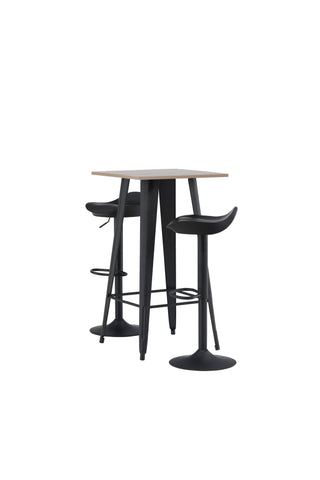 Venture Home Tempe Barbord - Svart / Natur MDF +Adesto Barstol - Svart / Mattsvart ABS _2