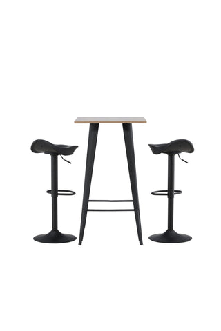 Venture Home Tempe Barbord - Svart / Natur MDF +Adesto Barstol - Svart / Mattsvart ABS _2