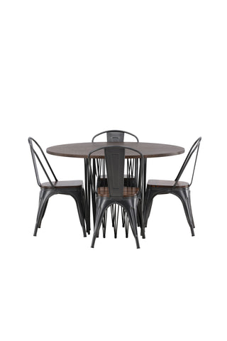 Venture Home Olivia Matbord-Mocca/MoccaFaner+LimhamnLight Chair-Svart/BeigeVelvet_4