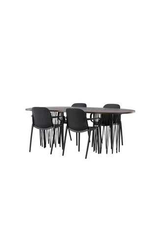 Venture Home Ovalt matbord i sten - Svart / Moccafaner +Baltimore Matstol - Svart / Svart plast _4