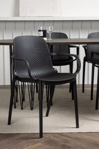 Venture Home Ovalt matbord i sten - Svart / Moccafaner +Baltimore Matstol - Svart / Svart plast _4