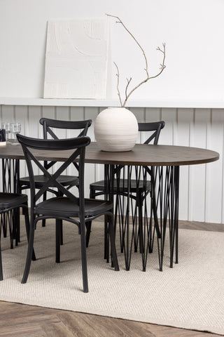 Venture Home Ovalt matbord i sten - Svart / Moccafaner +Crosett Matstol - Mattsvart / Mattsvart plast _4