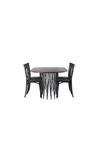 Venture Home Ovalt matbord i sten - Svart / Moccafaner +Crosett Matstol - Mattsvart / Mattsvart plast _4
